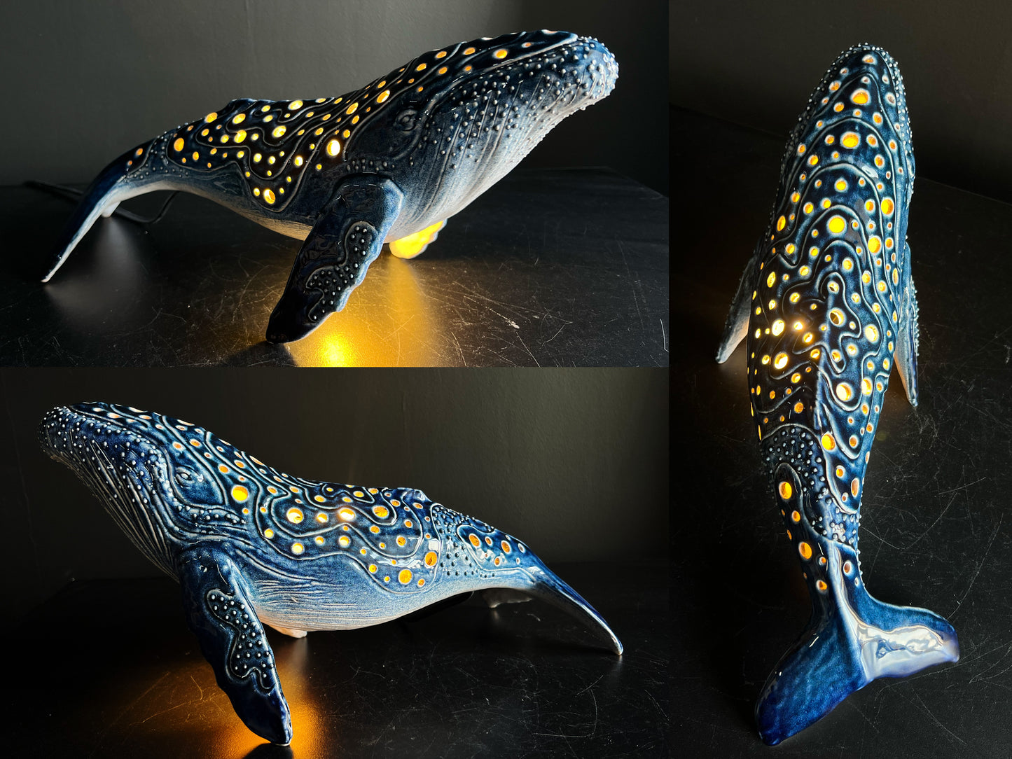 Realistic Humpback Whale Ceramic Lamp