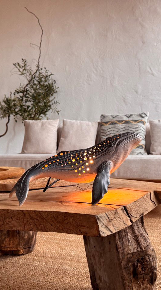 Handmade ceramic whale lamps collection by KUST Ceramics