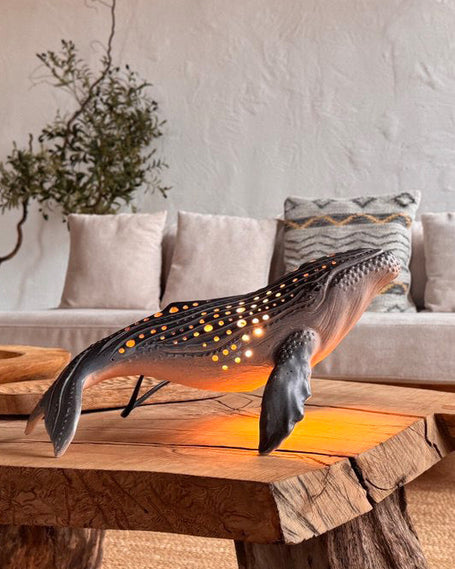 Handmade ceramic whale lamps collection by KUST Ceramics