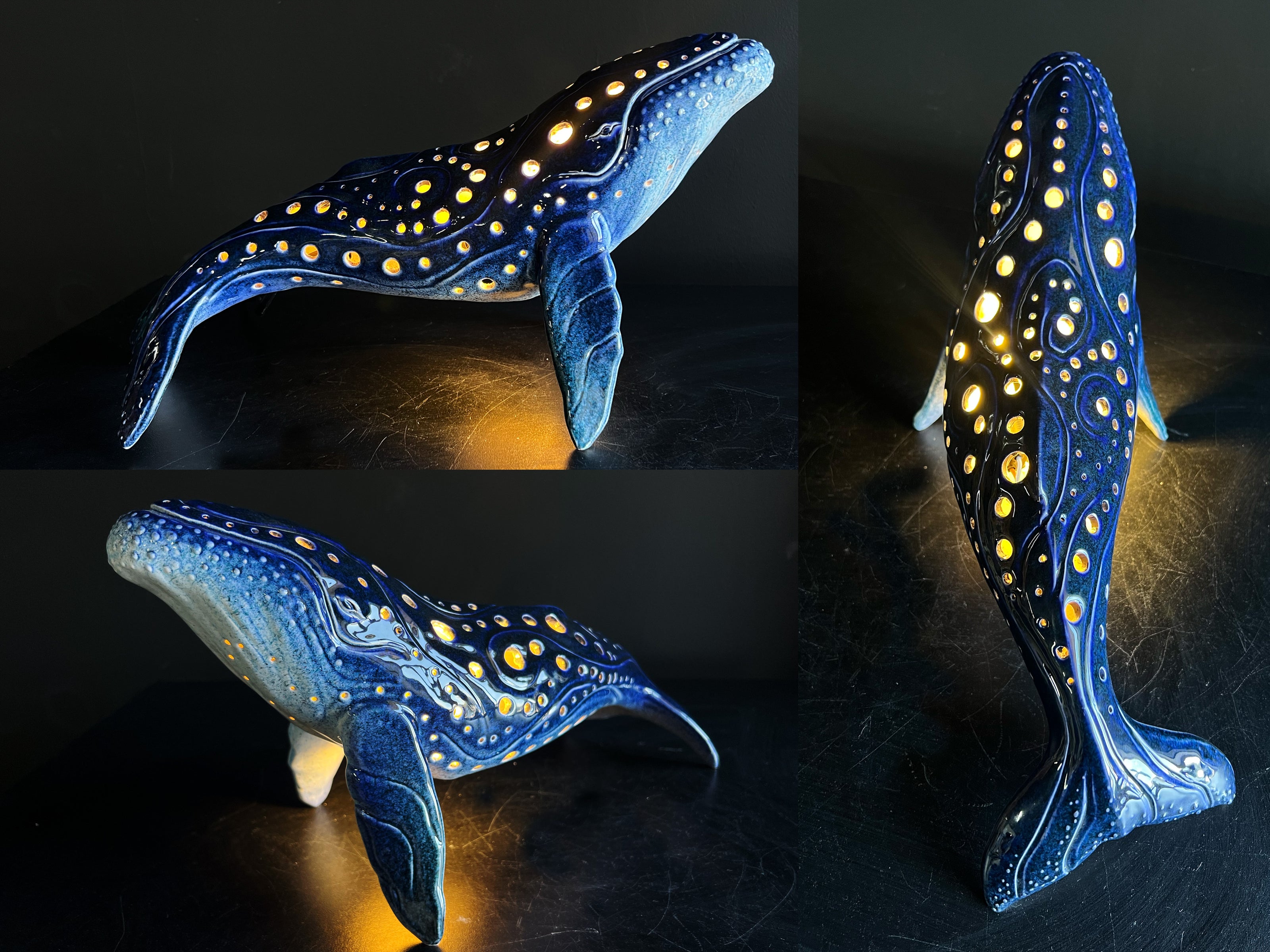 Realistic Humpback Whale Ceramic Lamp
