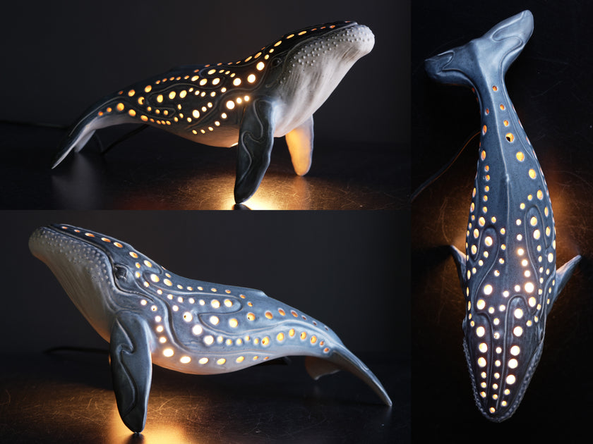 Realistic Humpback Whale Ceramic Lamp
