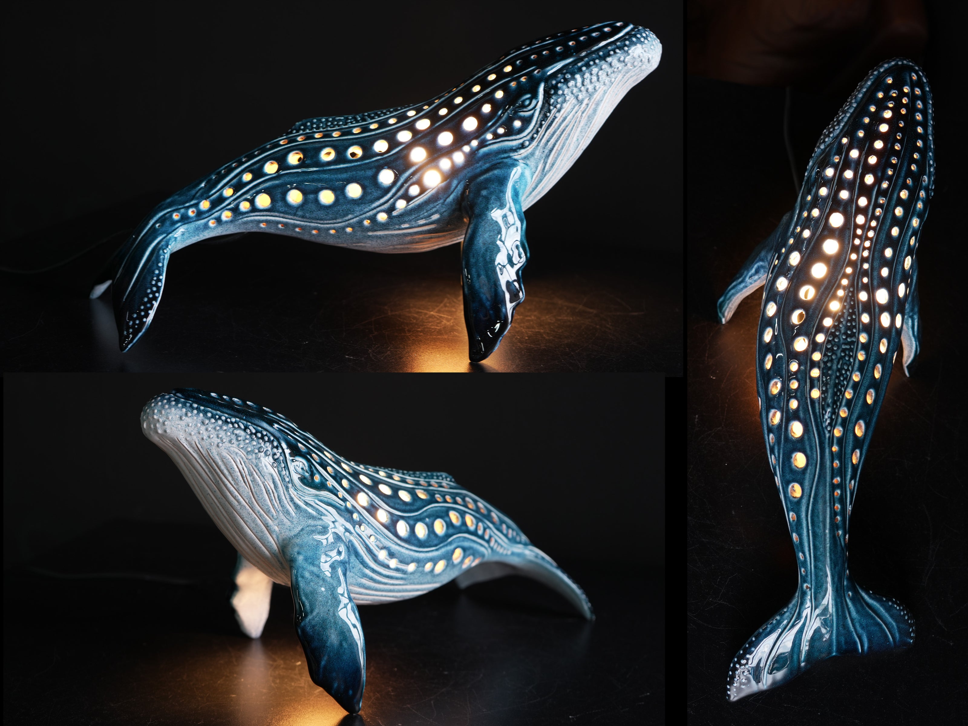 Realistic Humpback Whale Ceramic Lamp