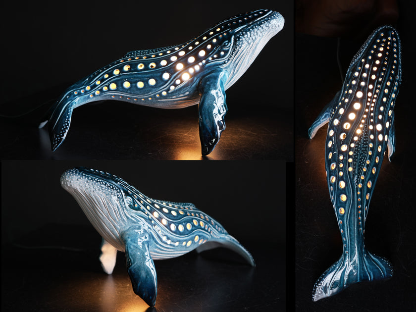 Realistic Humpback Whale Ceramic Lamp