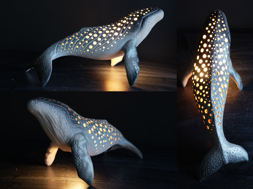 Realistic Humpback Whale Ceramic Lamp