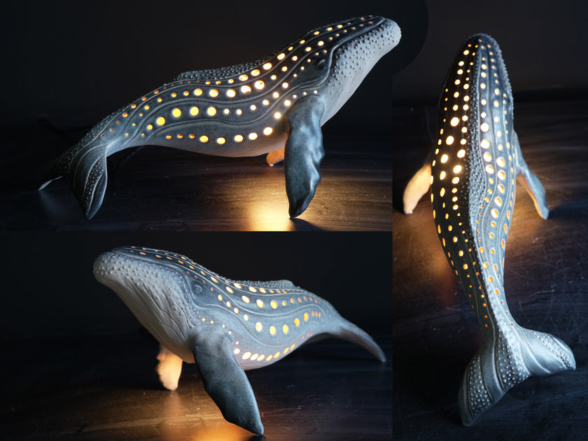 Realistic Humpback Whale Ceramic Lamp