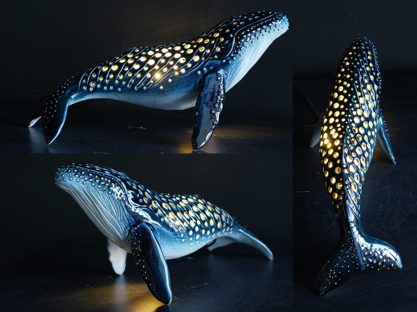 Realistic Humpback Whale Ceramic Lamp