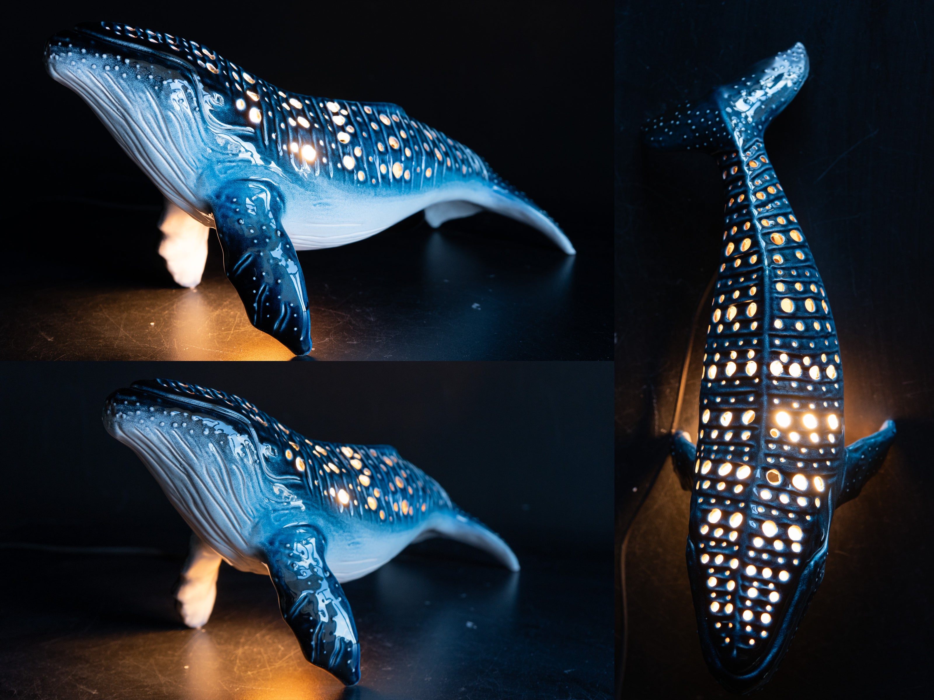 Realistic Humpback Whale Ceramic Lamp