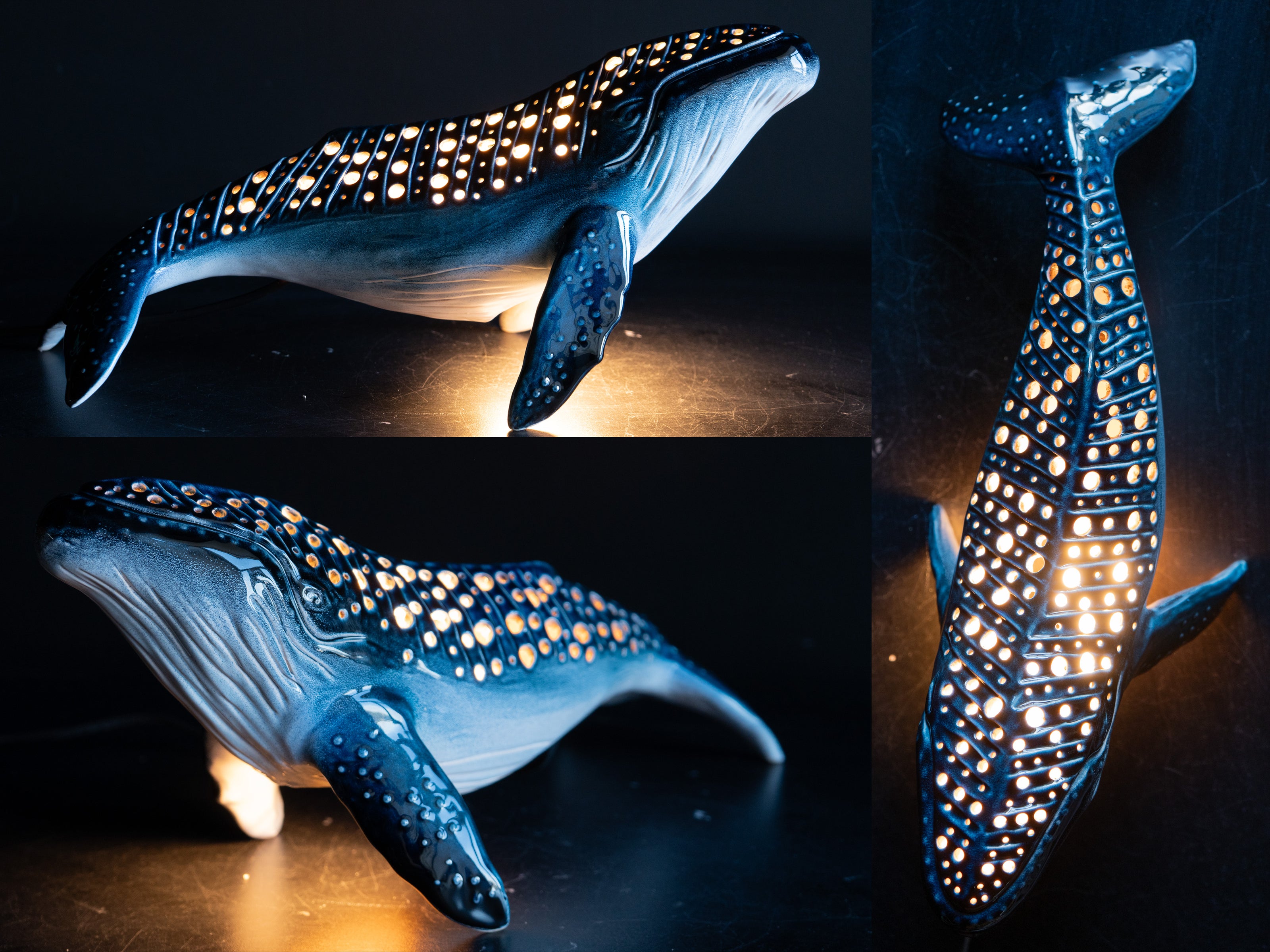 Realistic Humpback Whale Ceramic Lamp