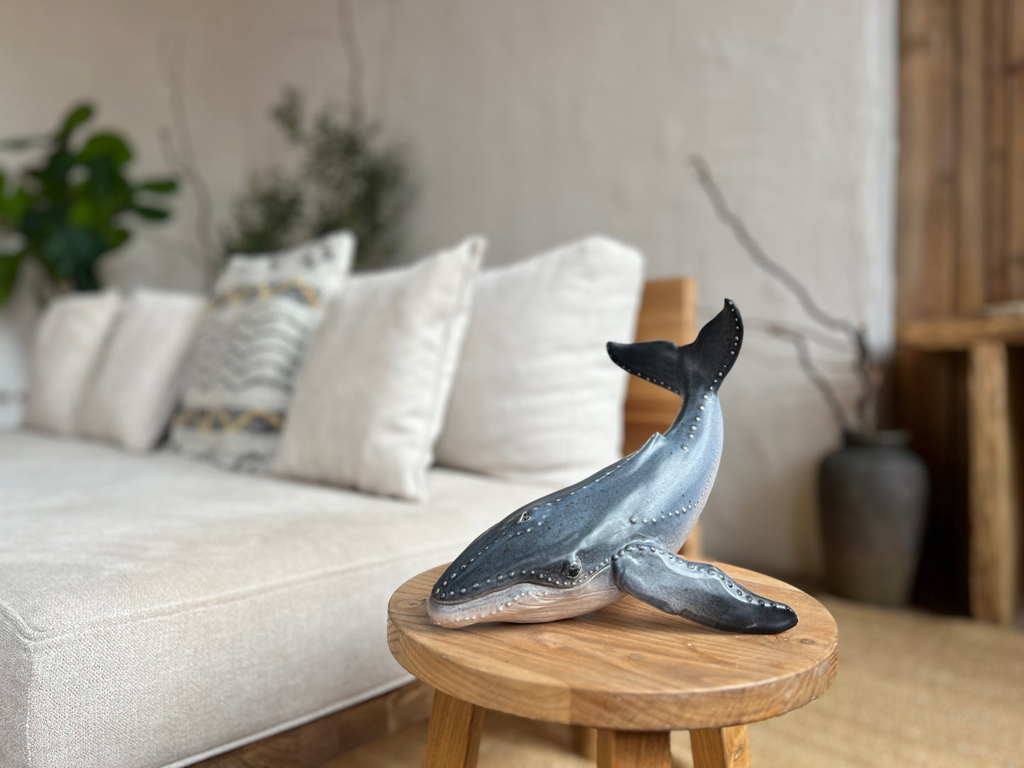 Humpback Whale Sculpture with Raised Tail