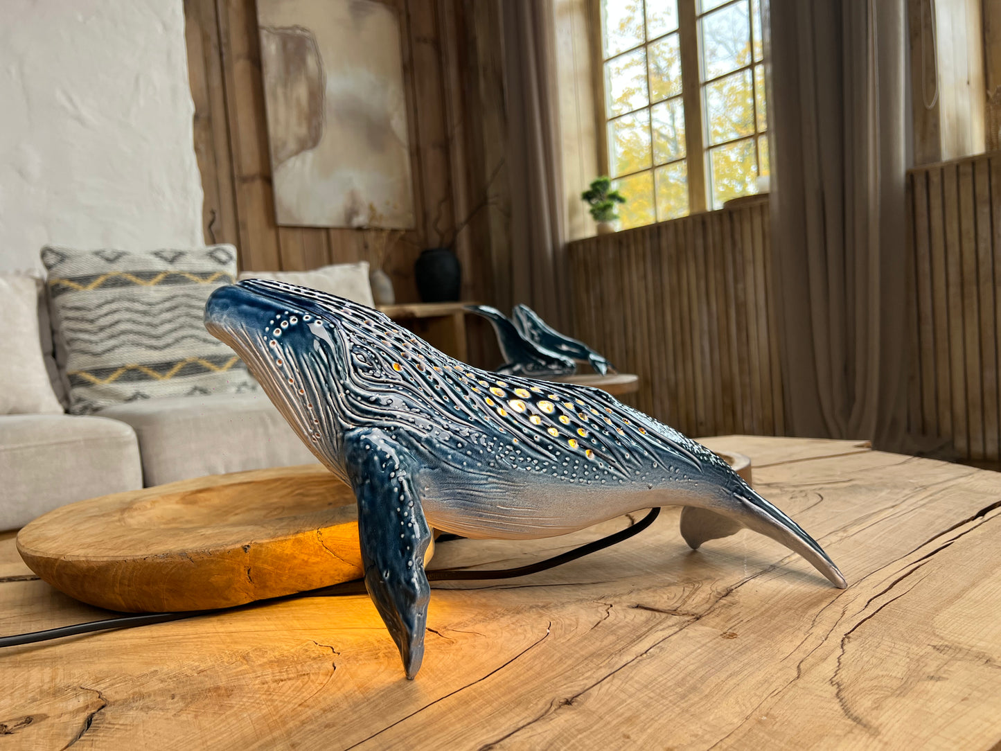 Realistic Humpback Whale Ceramic Lamp