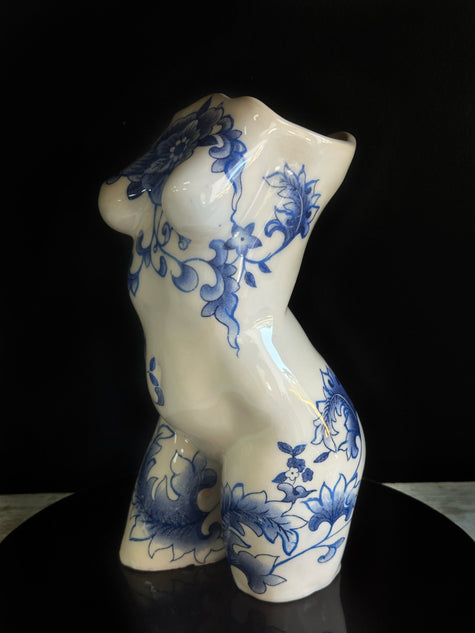 Hand-Painted Ceramic Female Body Vase
