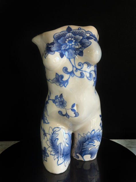 Hand-Painted Ceramic Female Body Vase