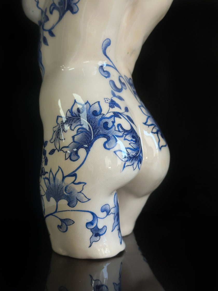 Hand-Painted Ceramic Female Body Vase