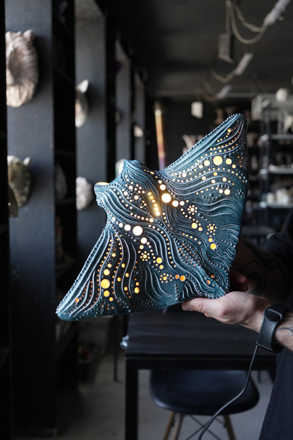 Manta Ray Ceramic Wall Lamp