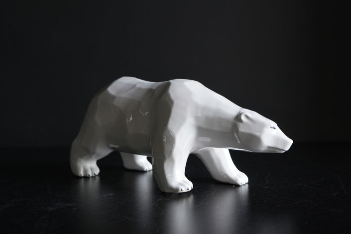 Polar Bear Ceramic Sculpture | Handmade White Bear Figurine