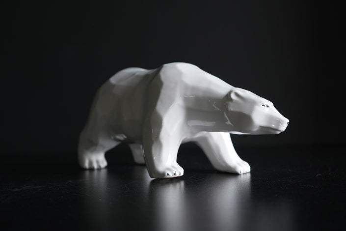 Polar Bear Ceramic Sculpture | Handmade White Bear Figurine