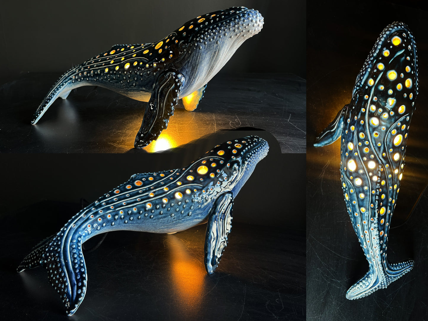Realistic Humpback Whale Ceramic Lamp