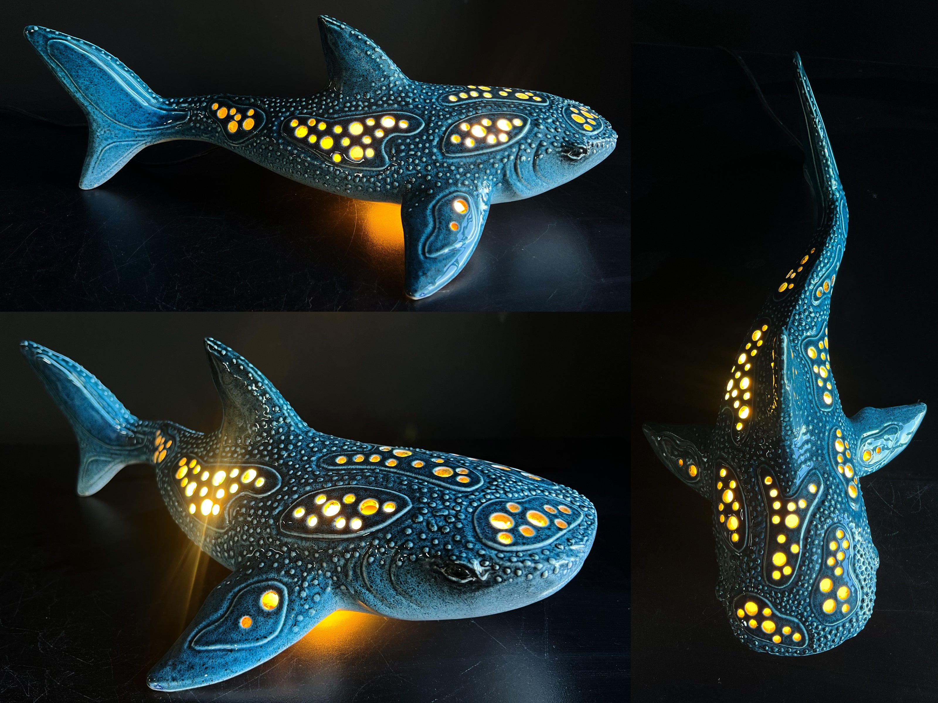 Handmade Whale Shark Ceramic Lamp