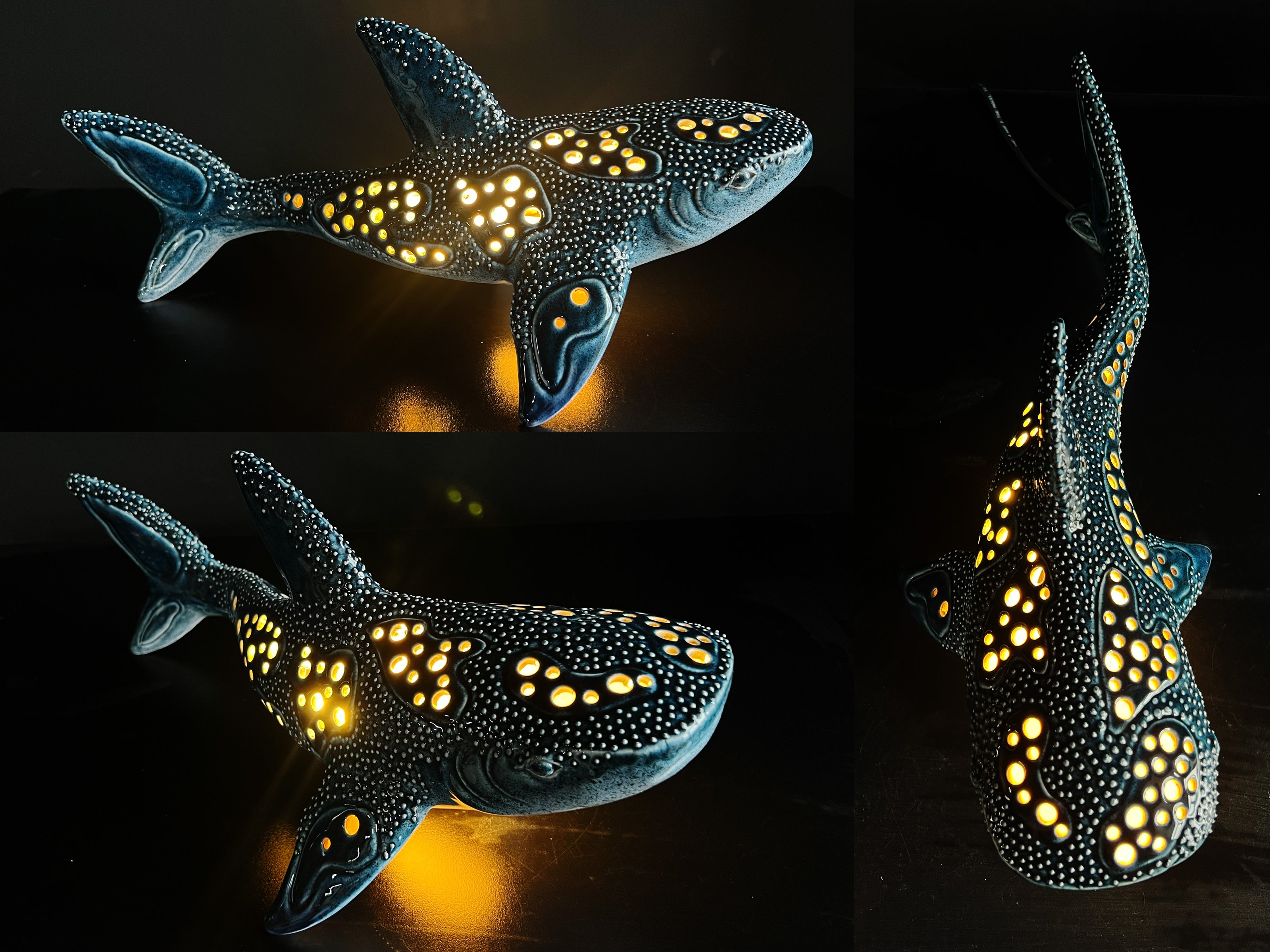Handmade Whale Shark Ceramic Lamp