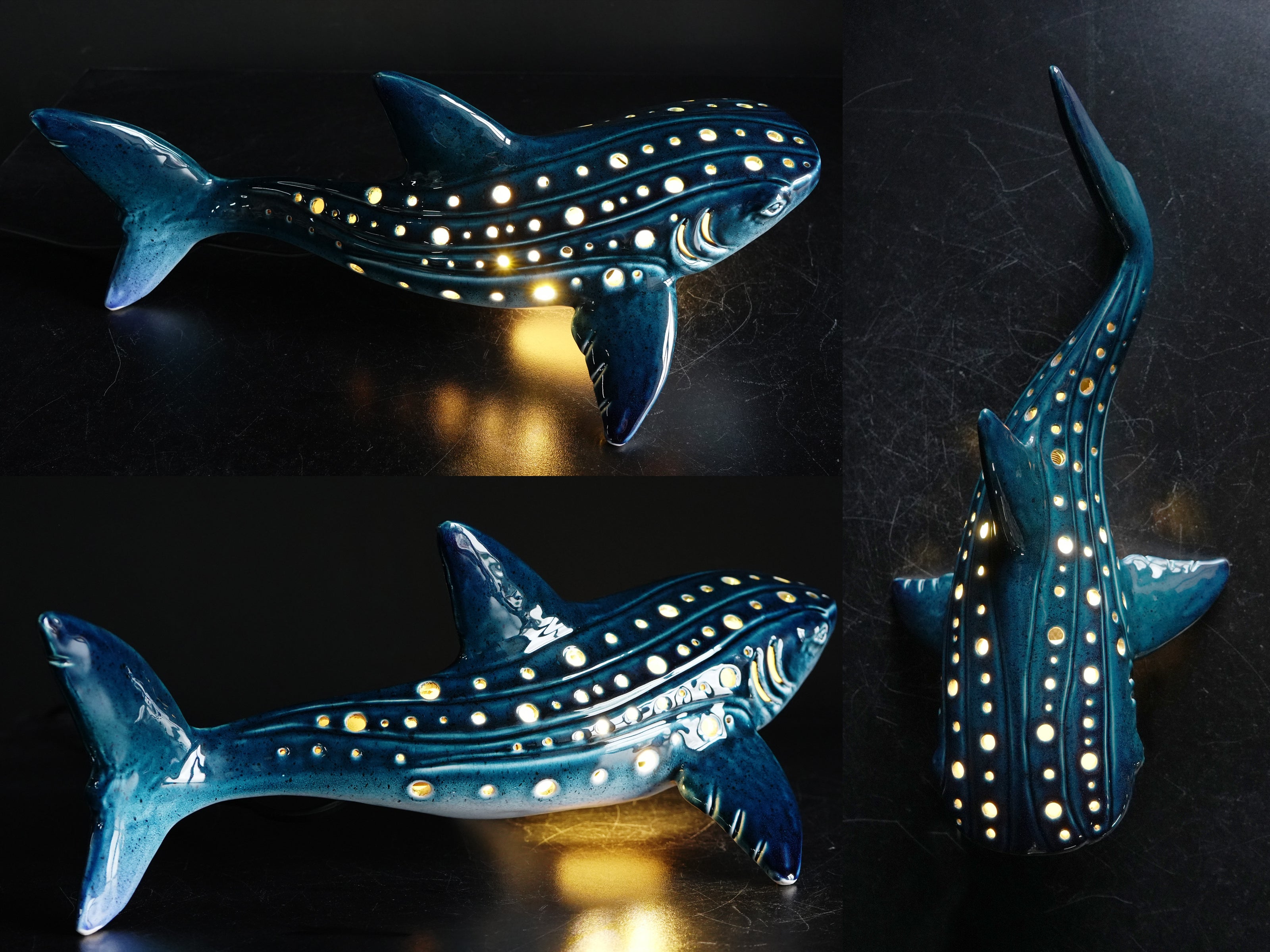 Handmade Whale Shark Ceramic Lamp
