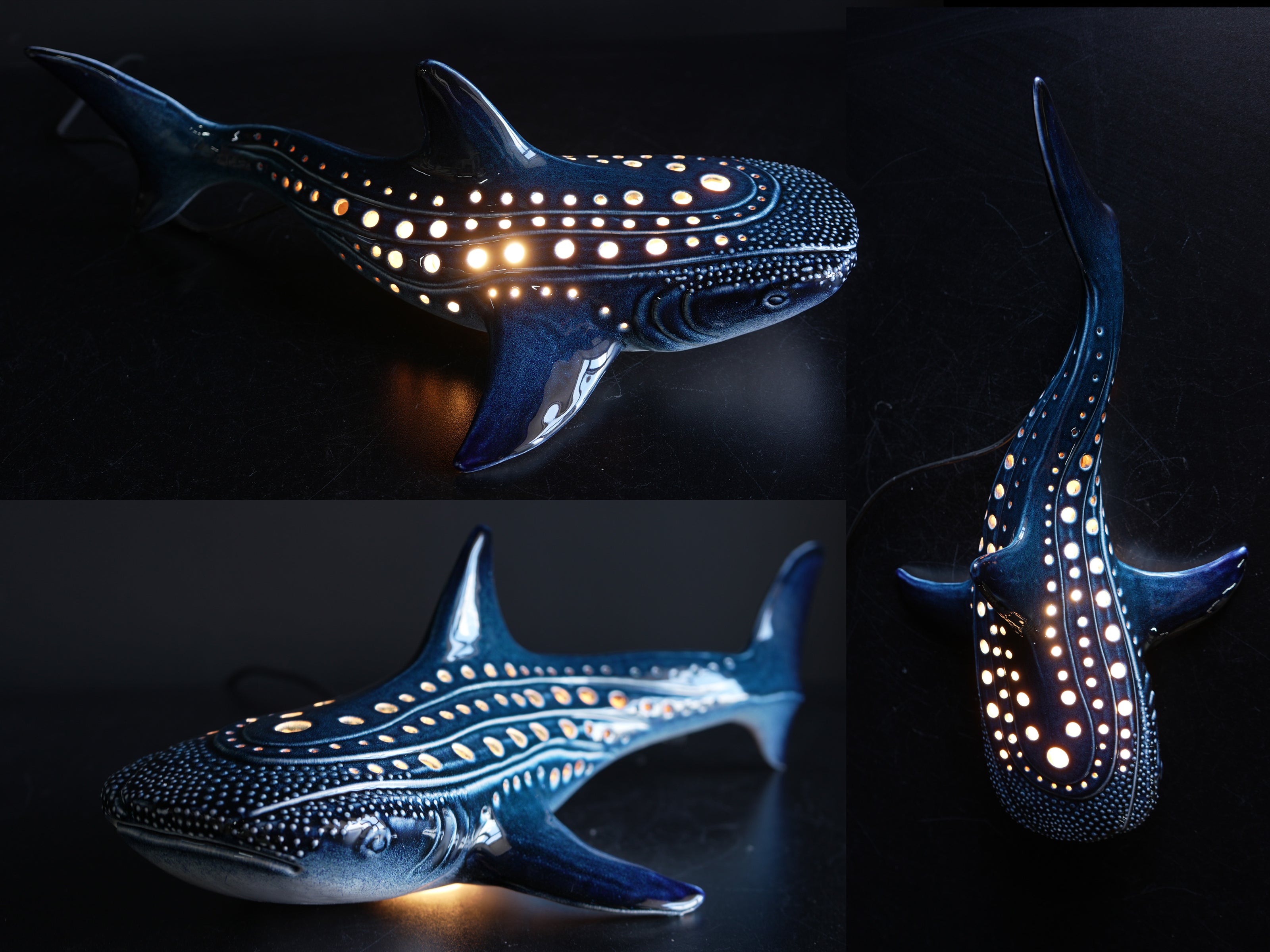 Handmade Whale Shark Ceramic Lamp