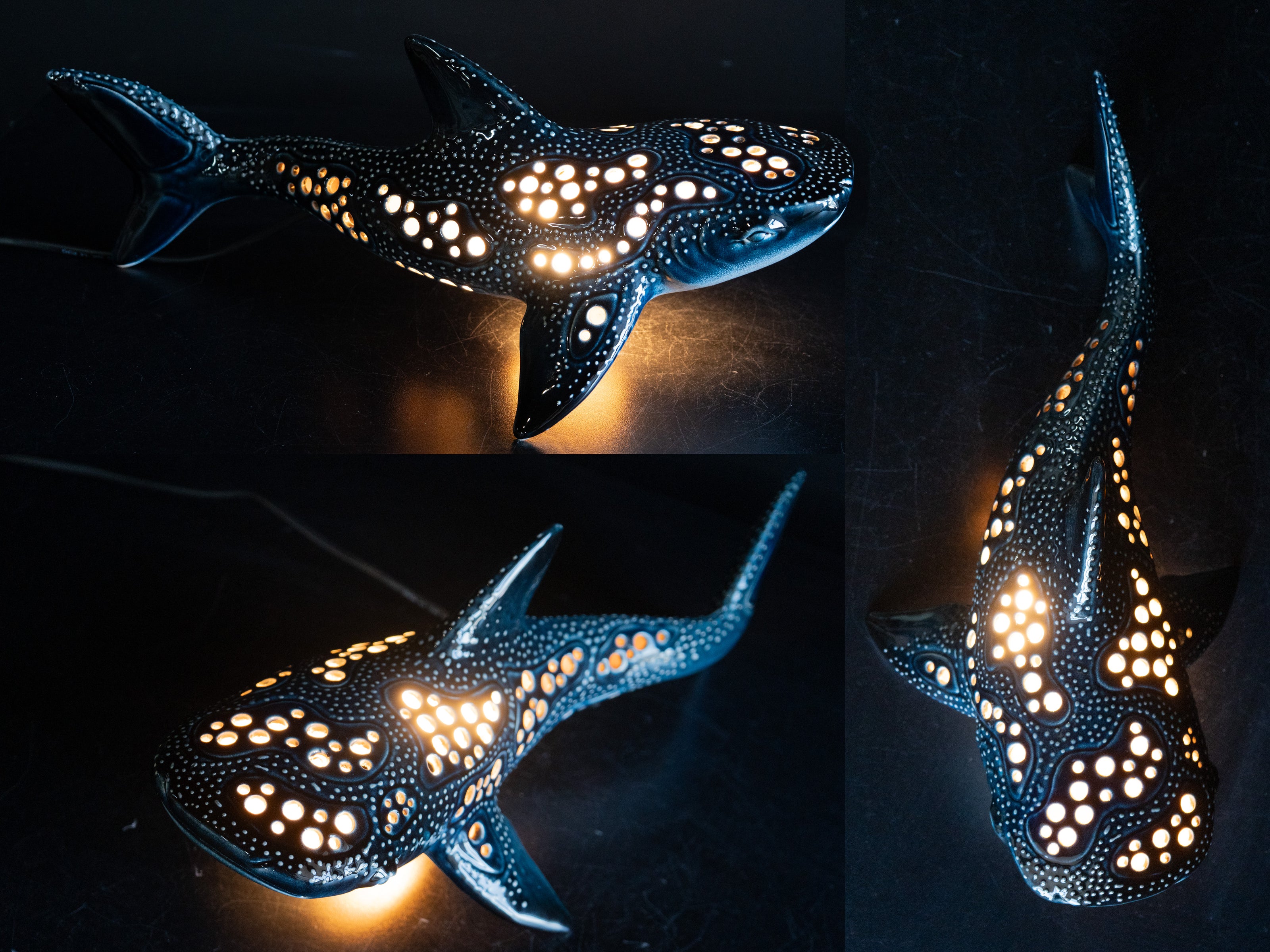 Handmade Whale Shark Ceramic Lamp