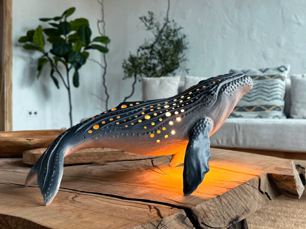 Realistic Humpback Whale Ceramic Lamp