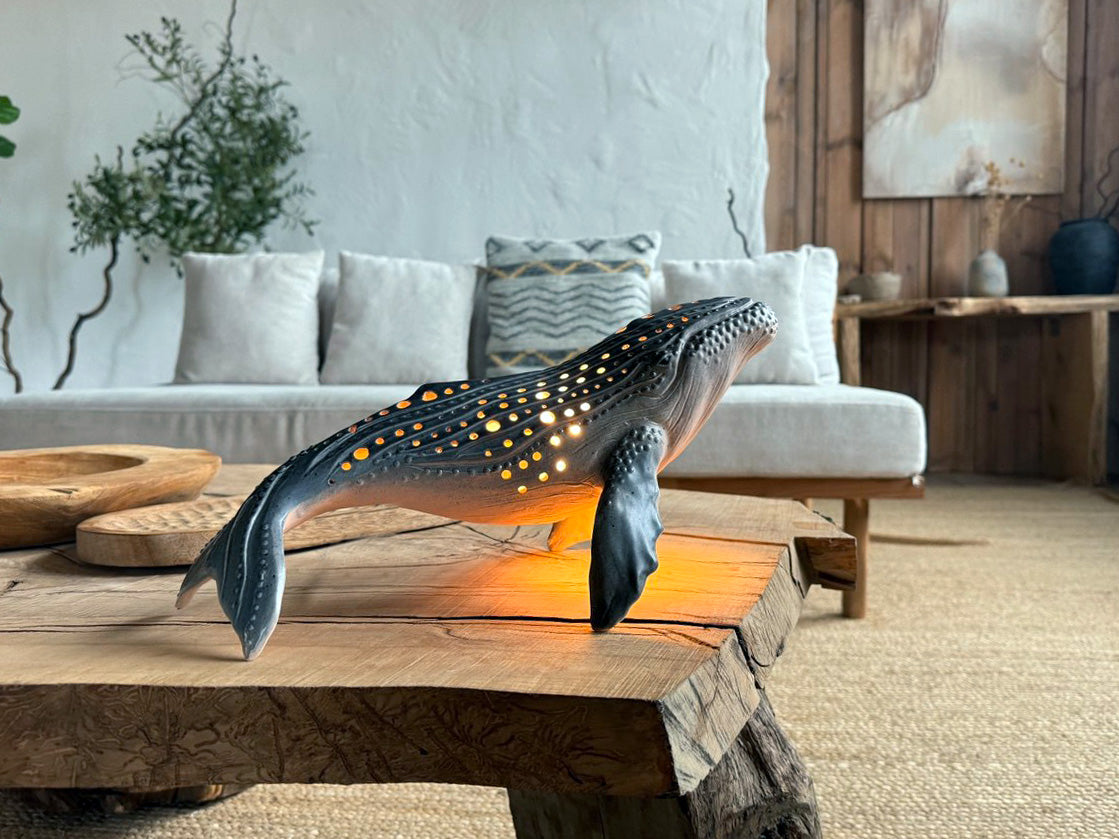 Realistic Humpback Whale Ceramic Lamp