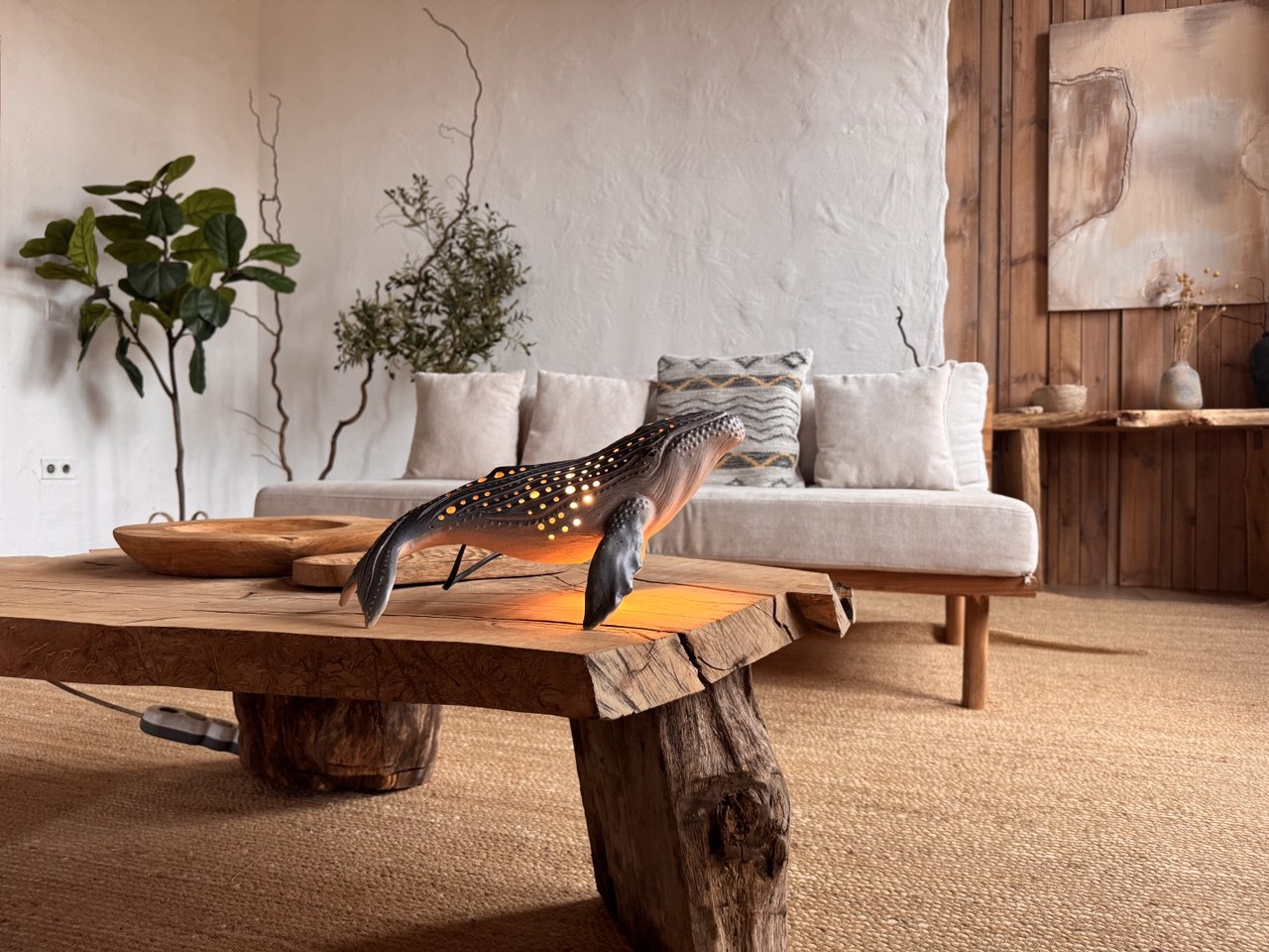 Realistic Humpback Whale Ceramic Lamp