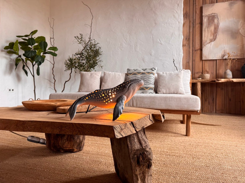 Realistic Humpback Whale Ceramic Lamp
